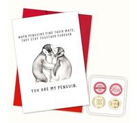 Podagree Valentines Day Card for Him, Her - Cute Penguin Love Card Happy First Anniversary Perfect for Couples, Him, Her, Husband, Wife, Girlfriend, Boyfriend