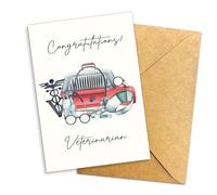 Podagree Veterinarian Congratulations Greeting Card, Congratulations, Vet School Graduation or Career Achievement Card, Proud Veterinarian Card Single 5.3''x 8'' Folded with Envelope