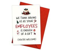 Podagree We Think Having Us as Your Employees Is Enough of a Gift Office Greeting, Sarcastic Xmas Humor for Manager, Perfect Staff Gag Gift Single 5.3''x 8'' Folded Card with Envelope Cards