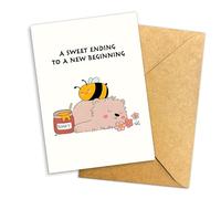Podagree Wedding Congratulations Greeting Card, A Sweet Ending to New Beginning Card, Bear and Bee Honey Love Card, Sweet Wedding or Engagement Card for Couple Single 5.3''x8'' with Envelope