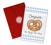 Podagree Wedding Congratulations Greeting Card, Congrats on Tying the Knot Card, Cute Pretzel Knot Wedding Card, Funny Marriage for Bride and Groom Single 5.3''x8'' with Envelope