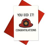 Podagree You Did It Firefighter Congratulations Card, Firefighter Graduation Card, Fire Academy Congrats Greeting Card for New Firefighter, EMT Fire Dept Celebration - 8 x 5.3 Inches
