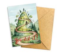 Podagree You Did It Inspirational Graduation Card Mountain Path Journey Illustration for Graduate Student or Adventurer Encouraging Message Graduation Gift Single 5.3'' x 8'' Folded with Envelope