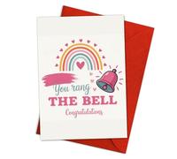 Podagree You Rang the Bell Congratulations Card - Colorful Rainbow and Bell Design - Perfect for Cancer Survivors and Celebrations - Inspirational Get Well Soon Card for Women - 8x5.3 Inch