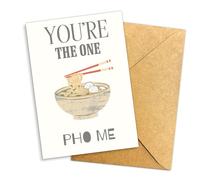Podagree You’re the One Pho Me Card - Funny Valentine’s Day Greeting with Pho Bowl Design, Romantic Pun Card for Boyfriend, Girlfriend, or Spouse - 8x5.3 Inch With Envelope