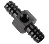 Podavelle 1/2 Hose Barb Inline Fuel Pressure Gauge T Fitting Adapter Union with 1/8 NPT Sensor Gage Port Aluminum Black