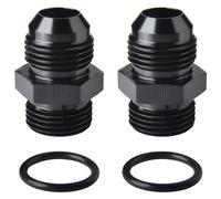 Podavelle 12AN Male Flare to 12AN ORB O-ring Boss Fuel Pump Rail Adapter Fitting Aluminum Black, Pack of 2