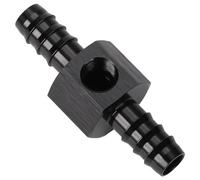 Podavelle 3/8 Hose Barb Inline Fuel Pressure Gauge T Fitting Adapter Union with 1/8 NPT Sensor Gage Port Aluminum Black