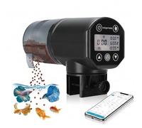 Podazz 2.4G WiFi Smart Fish Feeder with AppControl, 200ml Auto Fish Food Dispenser & Timer for Aquarium, Moisture-Proof Holiday Feeder for Various Foods, Type-C Powered, Black