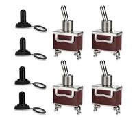Podazz 4pcs Marine Toggle Switch 12VDC 20A Waterproof Toggle Switch 250V AC 15A Heavy Duty with Weatherproof Cover SPST ON/Off 2 Pin for Auto Car Truck Boat