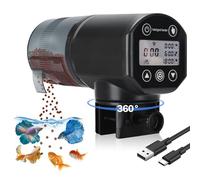 Podazz Automatic Fish Feeder, 2.4G WiFi Fish Feeder Moisture-Proof Auto Food Dispenser with Timer & Digital Display, 200ML Large Capacity for Vacation Weekend Holiday, App Setting, Black