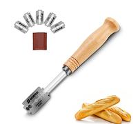 Podazz Bread Lame for Sourdough | Professional Scoring Knife with 5 Stainless Steel Replacement Blades | Wooden Handle Dough Slasher with Protective Cover for Artisan Home Baking