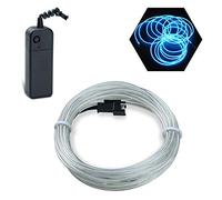 Podazz El Wire 16.4ft/5m Ice Blue, Neon Glowing Strobing Electroluminescent Wire with 3 Lighting Modes, Battery Operated El Light for Halloween Decor, Parties, Xmas Tree, Cosplay, Car Bar Decor