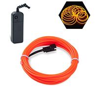Podazz El Wire 9.8ft/3m Orange, Neon Glowing Strobing Electroluminescent Wire with 3 Lighting Modes, Battery Operated El Light for Halloween Decor, Parties, Xmas Tree, Cosplay, Car Bar Decor