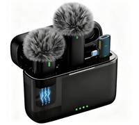 Podazz Wireless Microphone for iPhone 17/16/15 & Android, USB-C Wireless Mini Mic with Noise Cancellation & 30h Extend Charging Case Lavalier Mic for Video Recording/LiveStream/YouTube/Tiktok