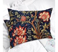 PODbyyou Botanical Floral Chinoiserie Throw Pillow Cover Set of 2 Navy Blue Burgundy Gold 16x26in Lumbar Pillow Case Cushion Cover Asian Body Pillow Covers Decor for Sofa Living Room Bedroom
