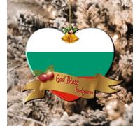 PODbyyou Bulgaria Heart Shape Flag God Bless Tree Decoration Ornaments Bulgaria Christmas Decorations for Tree World Traveler Gift Acrylic Christmas Ornaments 5in to Kid Children