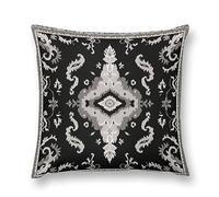 PODbyyou Charcoal Black Brown Ikat Pillow Case Chinoiserie Throw Pillow Cover Asian Cushion Cover 26 "x26 Ikat Accent Pillowcase Modern Home Decor for Sofa Living Room Bedroom
