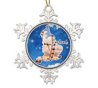 PODbyyou England Christmas Ornament - England Flag Tree Decoration Ornaments England Landscapes Cityscape Xmas Keepsake Gifts Metal Snowflake Xmas Tree Decoration New Year Party Decor Gift
