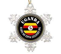 PODbyyou Uganda Christmas Ornament - Uganda Flag Ornaments for Christmas Tree Uganda The Greatest Place on Earth Metal Snowflake Christmas Tree Hanging Ornament New Year Gift Winter Decor