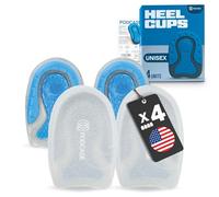 Podcase - Set of 4 Heel Cup Insoles for Heel Spurs and Plantar Fasciitis Correction - Silicone Shoe Insoles for Men and Women - Gel Insoles for Spurs (Grey, S (Pack of 4))