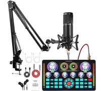 Podcast Equipment Bundle,Audio Interface and XLR Condenser Microphone, Studio Equipment with 48V Phantom Power, Bluetooth for Podcast, Streaming, Voice Over, Singing, PC, Smartphone