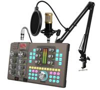 Podcast Equipment Bundle Audio Mixer With XLR Microphone Kit for Live Streaming, Podcasting, Recording, Gaming, PC, Guitar (Black)