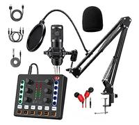 Podcast Equipment Bundle, BM-800 Podcast Microphone Bundle-Voice Changer with live Sound Card-Studio Condenser Microphone for Phone, PC, DJ, Perfect for Recording, Singing, Streaming and Gaming