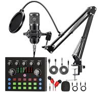 Podcast Equipment Bundle - Complete Recording Studio with Microphone, Voice Changer and Podcasting Equipment for Live Streaming (YouTube, TikTok), Podcast, Recording, Vocals, Gaming, PC/Laptop (V8SS)