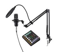 Podcast Equipment Bundle Condenser Mic with Live Sound Card Kit Plug and Play Podcast Microphone Voice Changer Live Sound Card for Living Broadcast Recording Singing Gaming
