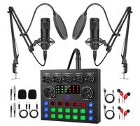 Podcast Equipment Bundle for 2, All-in-One Audio Interface with Studio Condenser Microphone, Perfect for Podcasting, Recording, Singing, Streaming and Gaming, PC, Smartphone, YouTube,