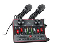Podcast Equipment Bundle for 2 Mic Tiktok Video Content Creator Kit, Audio Interface DJ Mixer Sound Card/Board Condenser Microphone for Studio Smartphone/PC/Laptop Broadcast Recording/Live Stream