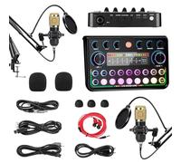 Podcast Equipment Bundle for 2, Streaming Mic with Voice Changer, Audio Interface with Microphone for Live Streaming, DJ Mixer Recording Studio Equipment for Home Gaming Singing, YouTube, TikTok