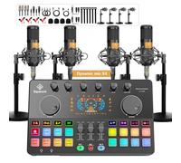 Podcast Equipment Bundle for 4, All-in-One Audio Mixer with Dynamic Micophones Noise Reduction for Live Streaming/Recording/Singing，PC,Smartphone，TikTok M100 3rd