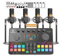 Podcast Equipment Bundle for 4, All-in-One Audio Mixer with Dynamic Micophones Noise Reduction for Live Streaming/Recording/Singing，PC,Smartphone，TikTok M100 3rd