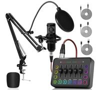 Podcast Equipment Bundle includes audio mixer and BM800 microphone, ideal for video production, live streaming, gaming voiceovers (Cantilever model)