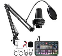 Podcast Equipment Bundle, Recording Studio Package with Podcast Microphone and Voice Changer, Live Sound Card - Audio Interface for Laptop Computer Vlog Living Broadcast Live Streaming YouTube TikTok