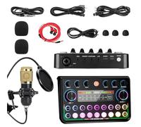 Podcast Equipment Bundle, Streaming Microphone Podcast Starter Kit USB Condenser Soundboard Audio Mixer Kit with Sound Card for Streaming Singing Podcasting Recording, Compatible with Phone PC Laptop