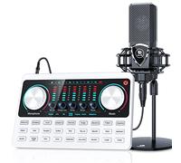 Podcast Equipment Bundle, tenlamp Q8 Podcast Microphone with Sound Board Voice Changer Mixer Controller, Studio Live Sound Card Kit for PC Smartphone Recording Live Streaming