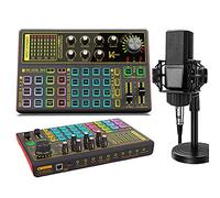 Podcast Equipment Bundle, with Podcast Condenser Microphone, Audio Interface with DJ Mixer and Live Sound Card and Sound Mixer Board Stand for Streaming/Gaming/Recording/Singing/Tiktok/YouTube/PC