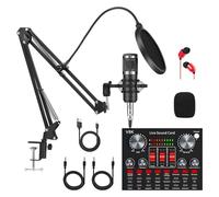Podcast Microphone Bundle, Audio Interface With All-In-One Live Sound Card And BM-800 Tonor Microphone for Recording Broadcasting Live Streaming Youtube Tiktok