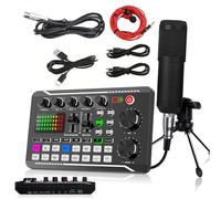 Podcast Microphone Bundle, BM-800 Condenser Mic with F998 Live Sound Card Kit, Podcast Equipment Bundle with Voice Changer and Mixer Functions for PC Smartphone Studio Recording and Broadcasting