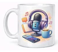 Podcast Setup Microphone and Coffee Creator Coffee Cup Gift Mug