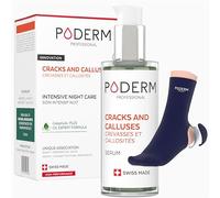 PODERM - CRACKS AND CALLUSES - Repairs and Soothes Cracks/Nourishes and Softens Calluses - INTENSIVE NIGHT CARE 8H - 100% Natural Ingredients - Foot Care - Swiss Made