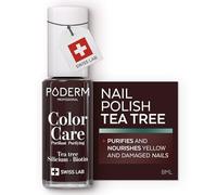 PODERM Nail Care Polish with Tea Tree - Black Red | Swiss Lab - 8ML | Enriched with Tea Tree, Silicon & Biotin | Purifies, Clarifies & Nourishes Yellow Nails | Created by a Podiatrist