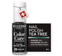 PODERM Nail Care Polish with Tea Tree - Black | Swiss Lab - 8ML | Enriched with Tea Tree, Silicon & Biotin | Purifies, Clarifies & Nourishes Yellow Nails | Created by a Podiatrist