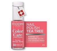 PODERM Nail Care Polish with Tea Tree - Coral Pink | Swiss Lab - 8ML | Enriched with Tea Tree, Silicon & Biotin | Purifies, Clarifies & Nourishes Yellow Nails | Created by a Podiatrist