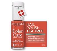 PODERM Nail Care Polish with Tea Tree - Mango | Swiss Lab - 8ML | Enriched with Tea Tree, Silicon & Biotin | Purifies, Clarifies & Nourishes Yellow Nails | Created by a Podiatrist