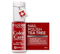 PODERM Nail Care Polish with Tea Tree - Power Red | Swiss Lab - 8ML | Enriched with Tea Tree, Silicon & Biotin | Purifies, Clarifies & Nourishes Yellow Nails | Created by a Podiatrist