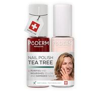 PODERM Nail Care Polish with Tea Tree - Red Allure & Powder Pink | Swiss Lab - 8ML | Enriched with Tea Tree, Silicon & Biotin | Purifies, Clarifies & Nourishes Yellow Nails | Created by a Podiatrist